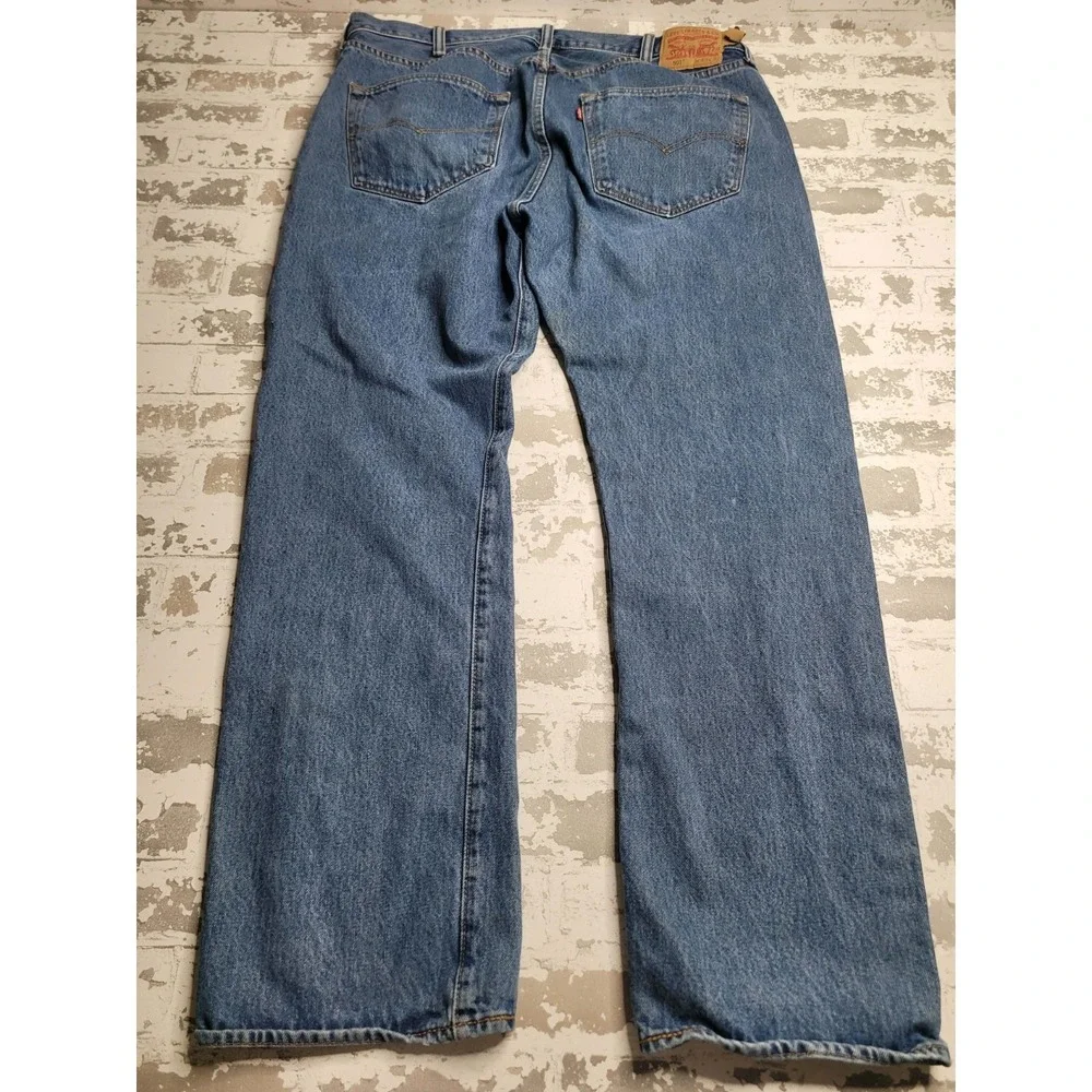 Levis 501 Jeans Mens 40x32 Blue Button Fly Denim Pants Straight Classic Workwear